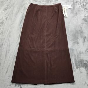 NEW Vintage 90s Norton Studio Skirt Women 12 Brown Sueded Microfiber Pencil Midi